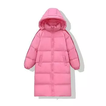 Три полосы длинный свободный пух хлопковая одежда хлопок снаружи S белый