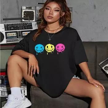 Три разных стиля граффити, забавные женские футболки с рисунком, уличная хлопковая повседневная футболка в стиле хип-хоп с короткими рукавами, одежда, футболка