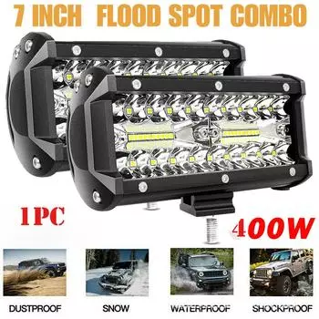 Три ряда 7-дюймовых 400-ваттных рабочих фар, точечные светильники, фары для крыши внедорожника спереди
