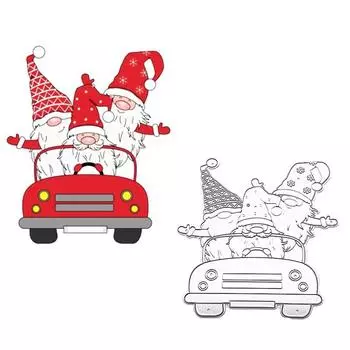 Три Санты водят автомобиль дизайн шаблон металлические трафареты DIY Скрапбукинг трафарет для тиснения бумага ремесло шаблон альбома серебряный