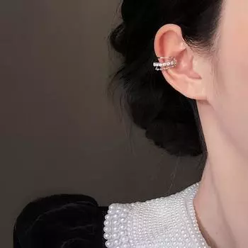 Три слоя многослойной линии бисера дизайн чувственный циркон ушной клипса женский модный темперамент элегантные серьги-клипсы без пирсинга ушей