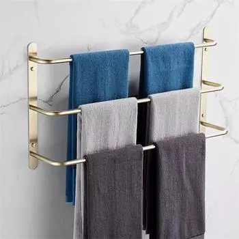 Три слоя в шахматном порядке, держатель для полотенец, вешалка для полотенец, набор аксессуаров для ванной комнаты, нержавеющая сталь 304, золотой цвет 45cm золотистый