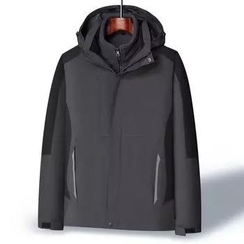 Три в одном: мужская и женская осенне-зимняя куртка, съемная подкладка, ветрозащитный комплект из двух предметов для активного отдыха, рабочая одежда с логотипом M