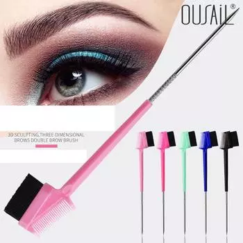 Три в одном расческа для окрашивания волос стальная игла краска для волос брови ресницы кисточка для макияжа воск для волос, щеточка для стрижки волос red