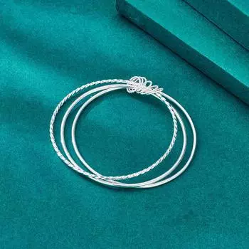Три жизни и три поколения Серебряный браслет женский из чистого серебра S999, полное серебро, оптовая продажа, простой молодой браслет, гладкий однотонный тонкий браслет Adjustable size