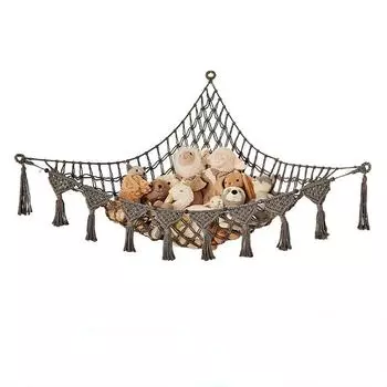 Треугольная сетка для игрушек, плюшевый уголок для хранения игрушек, подвесной хлопковый канат, плетеный вручную игрушечный гамак