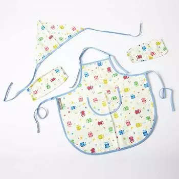 Triangular Arm 3 Piece Robot for 90cm to 120cm S20405403F S204054 Robot F [Shelly Mimi] Children s Apron, Sling, Cover, Set, White,