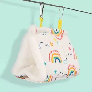 Triangular Bird Cotton Nest Dinosaur/Rainbow Hanging Cave Tent Warm Parrot Nest For Autumn Winter белый