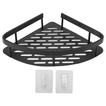 Triangular Shower Shelf Punch Free Rustproof Aluminum Shower Corner Shelf with Hollow Base for