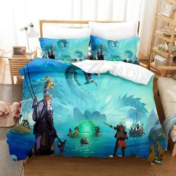 Tribes of Midgard Bedding Set Single Twin Full Queen King Size Bed Set Adult Kid Bedroom Duvet cover Sets 3D Game Bed Sheet Set EU Twin 135x200cm