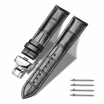 [Triblanc] Быстросъемный ремешок для часов из натуральной кожи, черный, синий, D-образная застежка, 18 мм, 20 мм, 22 мм, 24 мм, сменный кожаный ремешок для часов