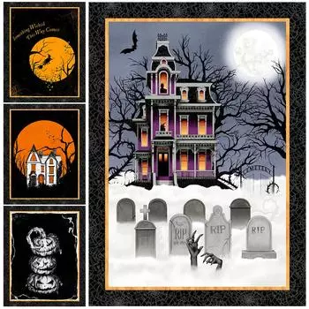 Trick Night Хэллоуин Дом призраков Художественный постер и печать Летающая ведьма Ретро настенная живопись маслом 21cm30cm NoFrame