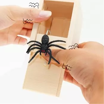 Trick Spider Fun Horror Box Деревянный паук Скрытая коробка Хэллоуин Веселая игрушка ужасов Домашний офис Ужасный трюк Игрушка коробка Прыгающий паук