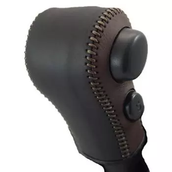 Tricolore Genuine Leather Shift Knob Cover for Suzuki Alto Hybrid HA37S HA97S in Dark Brown x Cafe Brown Leather Shift Knob Replacement Custom