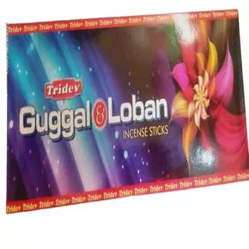 Tridev Agarbatti Guggal Loban Натуральные ароматические палочки масала | Серебряная серия | Аромат | Преданный | 6 шт * 80 г для пуджи/поклонения