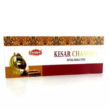 Tridev Agarbatti Kesar Chandan Натуральные ароматические палочки масала | Серебряная серия | Аромат | Преданный | 6 шт * 80 г для пуджи/поклонения