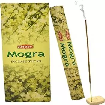 Tridev Agarbatti Mogra Incense Sticks | Hexa Series | Fragrance | Devotional | 6 Pkt * 20Gm for Pooja/Worship