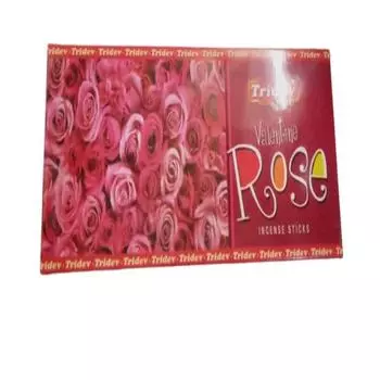 Tridev Agarbatti Valentine Rose Натуральные ароматические палочки масала | Серебряная серия | Аромат | Преданный | 6 шт * 80 г для пуджи/поклонения