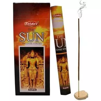 Тридев Агарбатти Ароматические палочки «Солнце» | Шестиугольная серия | Аромат | Преданный | 6 шт * 20 г для пуджи/поклонения