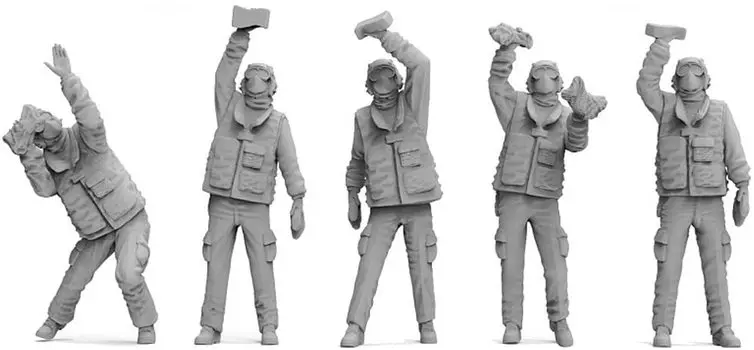 Trifactory Military Miniature Figure Series Текущее использование US Navy Aircraft Carrier Deck Worker Aircraft Cleaning Kit 1/72 MF-37C