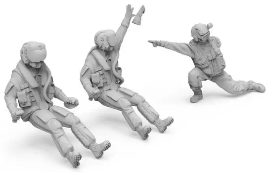 Trifactory Military Miniature Figure Series US Marine Corps Pilot Set with Deck Crew 3 Pieces Resin Kit Molding Color 1/48 F-35 MF-33B
