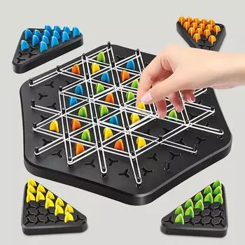 Triggle-Spiel, Triggle-Gummiband-Spiel, Interaktives Steckspiel, Dreiecksschach-Brettspiel, Denksport-Strategie-Puzzlespielzeug One Size чёрный