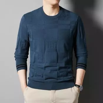 Трикотаж для мужчин на весну и осень, новая молодежная мужская футболка с длинным рукавом, модная корейская версия, с круглым вырезом, одинаковые базовые рубашки для мужчин M