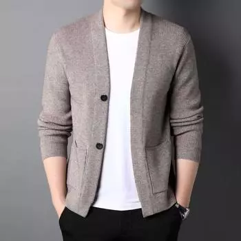 Трикотаж Универсальный Кардиган Мужской Молодежный Корейский Вариант Повседневного Трендового Свитера Вязаное Пальто 48/M