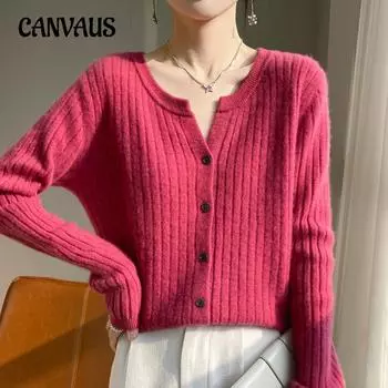 Трикотаж весенне-осенний женский свитер с круглым вырезом, тонкий короткий однотонный вязаный кардиган на шнурке, куртка M бежевый