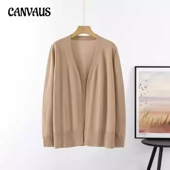 Трикотаж женский простой жакет средней длины весна и осень вязаный кардиган