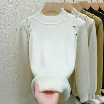 Трикотажная базовая рубашка для женщин на осень и зиму, новый удобный мягкий свитер из клеевой ткани с полувысоким воротом, теплый топ S чёрный