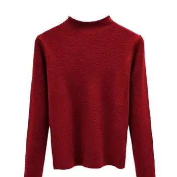 Трикотажная базовая рубашка с полуводолазкой для женщин, новая осенне-зимняя тонкая однотонная внутренняя рубашка с длинными рукавами S чёрный