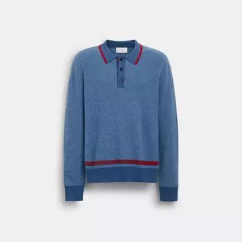 Трикотажная футболка-поло с длинными рукавами Coach, сине-красная