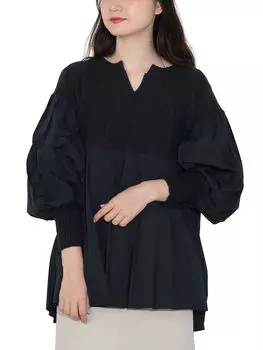 Трикотажная комбинация из разных материалов, переключающийся пуловер, темно-синий, один размер [Beams Heart] L/S для женщин тёмно-синий