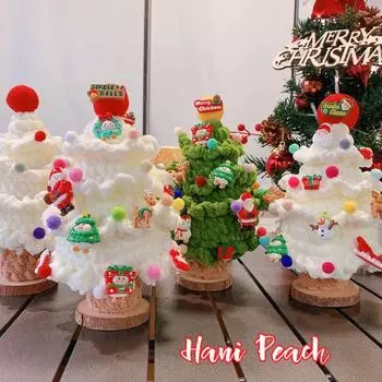 Трикотажная пряжа Рождественская елка ручная работа Мини елочное украшение крючком Фигурка дерева Вязание поделки для украшения дома