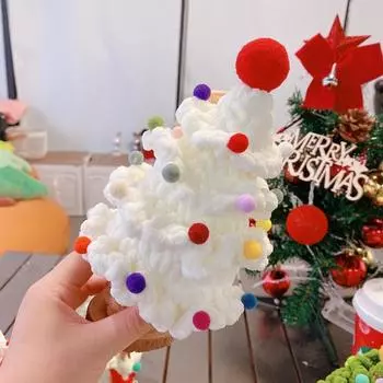 Трикотажная пряжа Рождественская елка Ручная работа Мини елочное украшение Вязаная крючком фигурка дерева