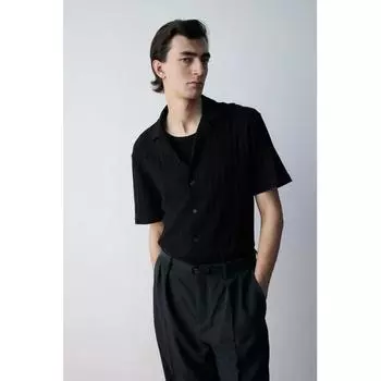 Трикотажная рубашка HM Camp, стандартный крой, черная S