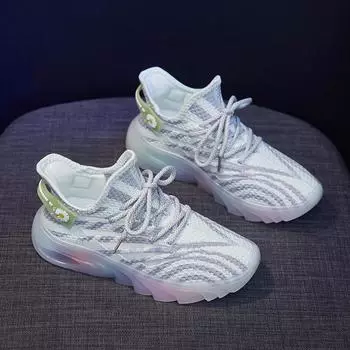 Трикотажная сетка Дышащие кроссовки Женская новая мода Daisy Бег трусцой Повседневная обувь 35 зелёный