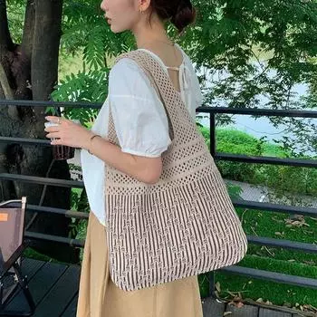 Трикотажная сумка Модная сумка Женская трикотажная сумка Любая ниша Ретро-сумка Сумка-жилет абрикосовый