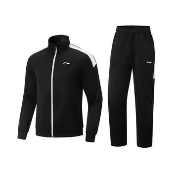 Трикотажная толстовка без капюшона для настольного тенниса Li Ning, повседневный спортивный костюм, толстовка унисекс, черная AWEV003-1 XL