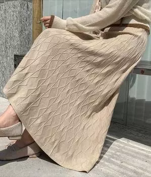 Трикотажная юбка для женщин миди с высокой талией тонкая осень-зима теплая женская длинная юбка One Size чёрный