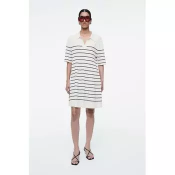 Трикотажное платье мини-поло в полоску COS Japan ivorystripe/XS