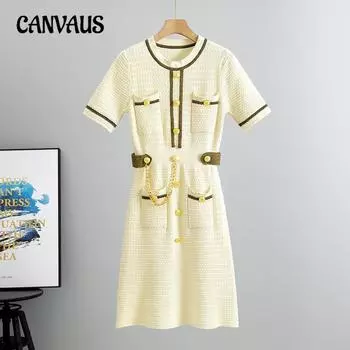 Трикотажное платье Temperament, модное женское платье больших размеров с короткими рукавами и приталенным силуэтом One Size абрикосовый