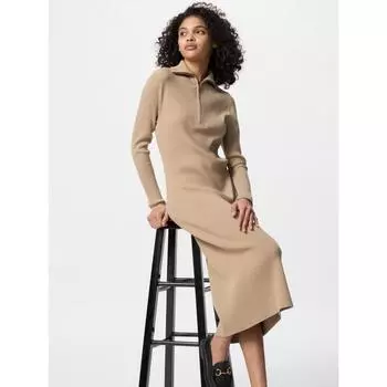 Трикотажное платье Uniqlo с полумолнией 02 LIGHT GRAY/WOMEN XS