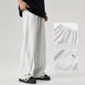 Трикотажные брюки мужские весенние полосатые прямые брюки мужские весенние широкие брюки мужские повседневные широкие брюки мужские повседневные брюки мужские весенние M