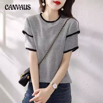 Трикотажные футболки женские с коротким рукавом весенние и летние топы M серый