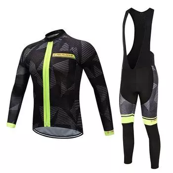 Трикотажные изделия для езды на велосипеде, комплект одежды для велоспорта, мужские черные брюки-комбинезон с длинными рукавами, костюм для велосипедной одежды S