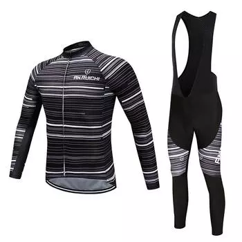 Трикотажные изделия для езды на велосипеде, комплект одежды для велоспорта, мужские черные брюки-комбинезон с длинными рукавами, костюм для велосипедной одежды S