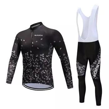 Трикотажные изделия для езды на велосипеде, комплект одежды для велоспорта, мужские белые брюки-комбинезон с длинными рукавами, костюм для велосипедной одежды S