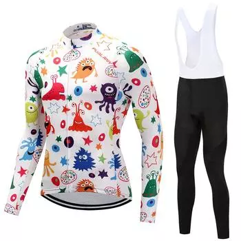Трикотажные изделия для езды на велосипеде, комплект одежды для велоспорта, мужские белые брюки-комбинезон с длинными рукавами, костюм для велосипедной одежды S